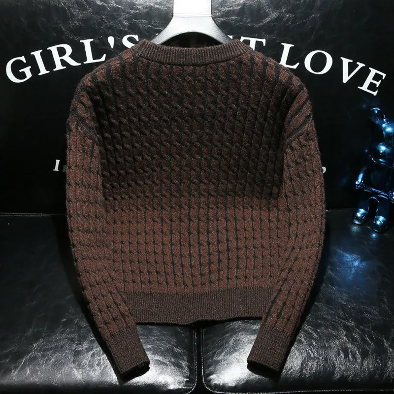 남성용 두꺼운 따뜻한 단색 스웨터, 캐주얼 루즈한 편안한 하이 퀄리티 스웨터, 패션 트렌드, 2025 용수철, 가을 신상