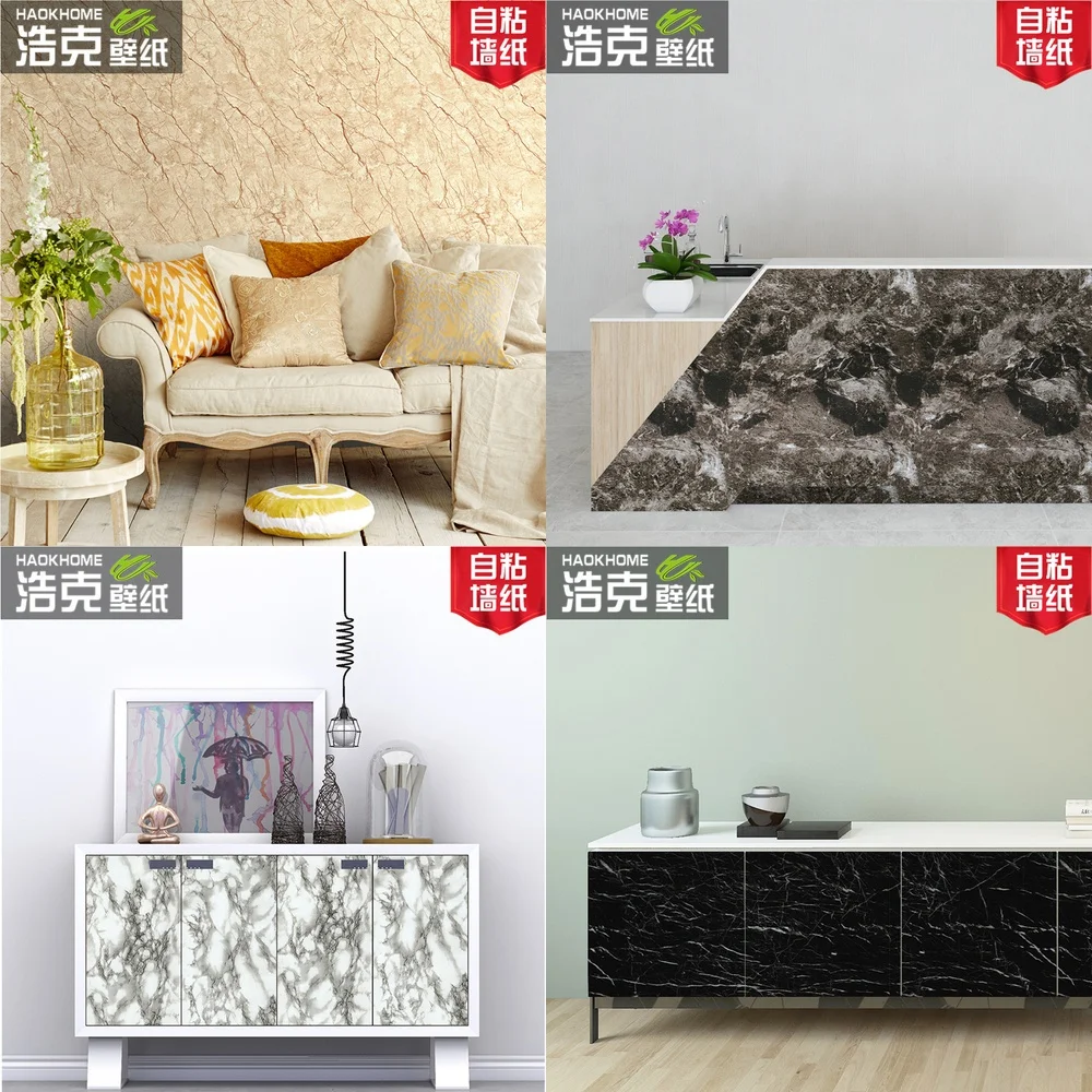 Thickened Glossy Marble Pattern TV Background Wallpaper for Kitchen Oil Proof Bathroom Toilet Renovation Sticker