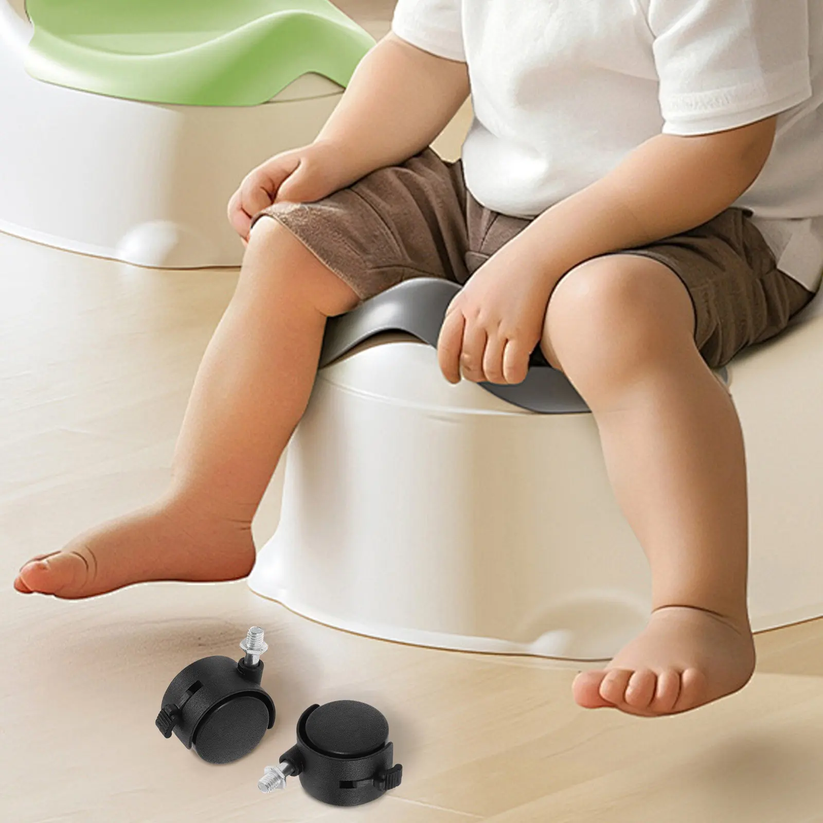 

2Pcs Baby Bath Seat Caster Wheels Replacement Plastic Chair Wheels with Brake Universal Fit Swivel Mobility Baby Chair