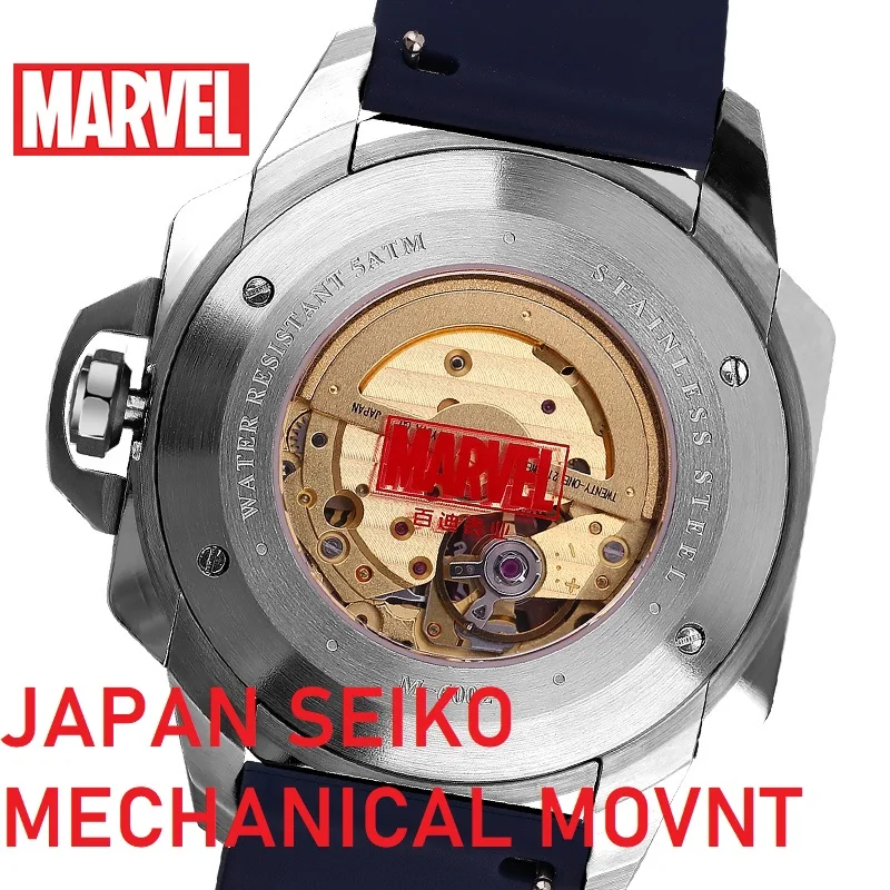 Marvel Avengers For Mens Watches Skeleton Automatic Steel Wristwatch Mechanical Sapphire Crystal Luminous New Relogio Masculino