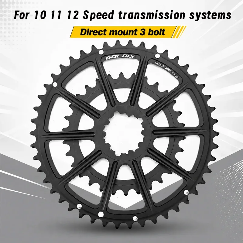 Coroa de montagem direta com 3 parafusos para sistemas Shimano e SRAM 10, 11 e 12 velocidades, 46, 30, 48, 32, 50, 34, 52, 36, 53, 39 dentes, para bicicletas de montanha (MTB) e estrada, coroa dupla.