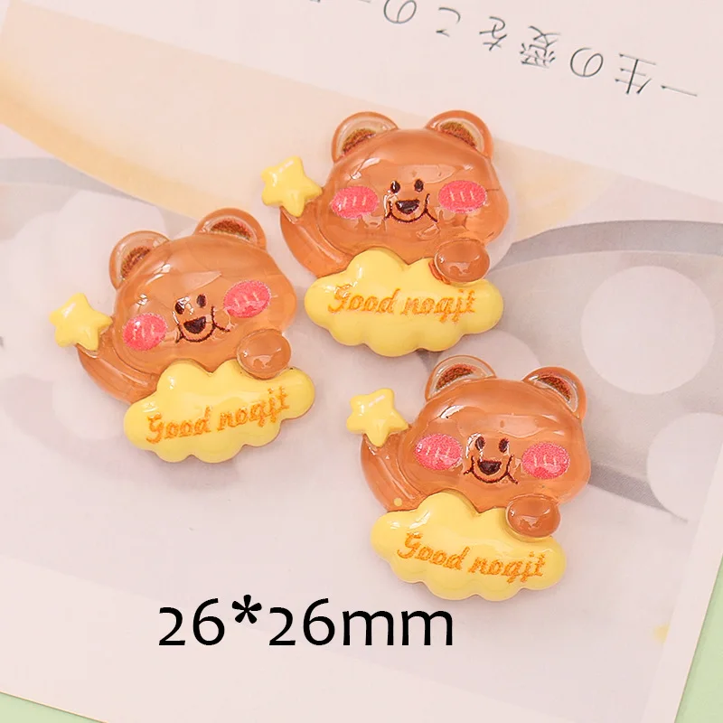 Resin New Frost Transparent Sleeping Bear Flatback Cabochons for Christmas Jewelry Making Cute Baby Bear Ornament for Phone Case