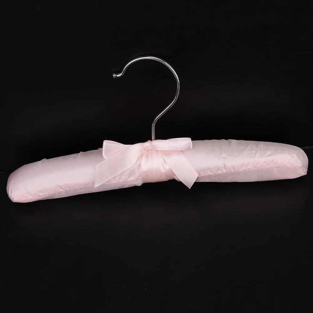 

5pcs Padded Satin Hangers Pink Sponge Core Smooth Fabric For Delicate Sleeveless Clothing No Hanger Marks Clothes Racks