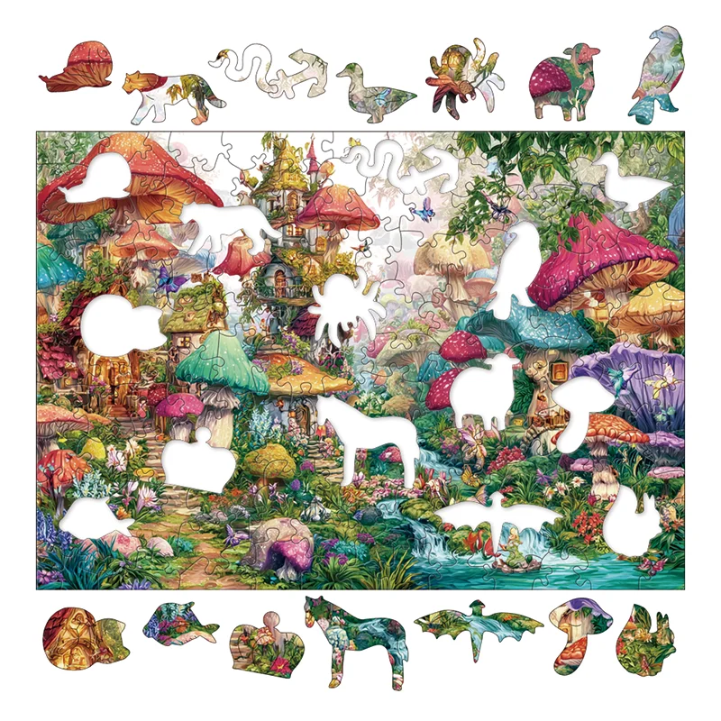 Sprookje Mushroom House Houten puzzel leuk en educatief spelspeelgoed