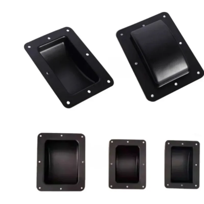 4Pcs Black Rectangle Steel Caster Wheel Cups Recession Holder Pit Trap For Road Flight Audio Case Tool Box Stacking