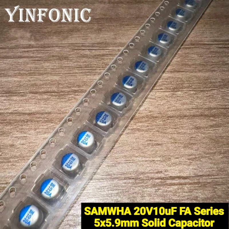 20 Stück/100 Stück SAMWHA 20V10uF FA-Serie 5 x 5,9 mm Festkondensator 10 uF/20 V SMD-Chip-Typ-Festkondensatoren mit niedrigem ESR