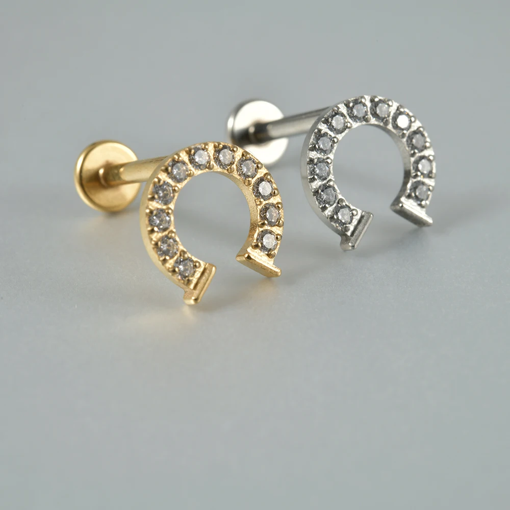 G23 Titanium Threadless Push In Labret Lip Rings