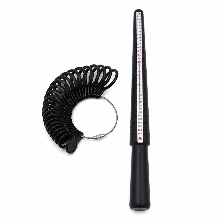 Jewellery Tools Ring Size Mandrel Stick Finger Gauge Ring Sizer Measuring Jewelry Tool Set Ring Size Fashion Jewel Black One Set