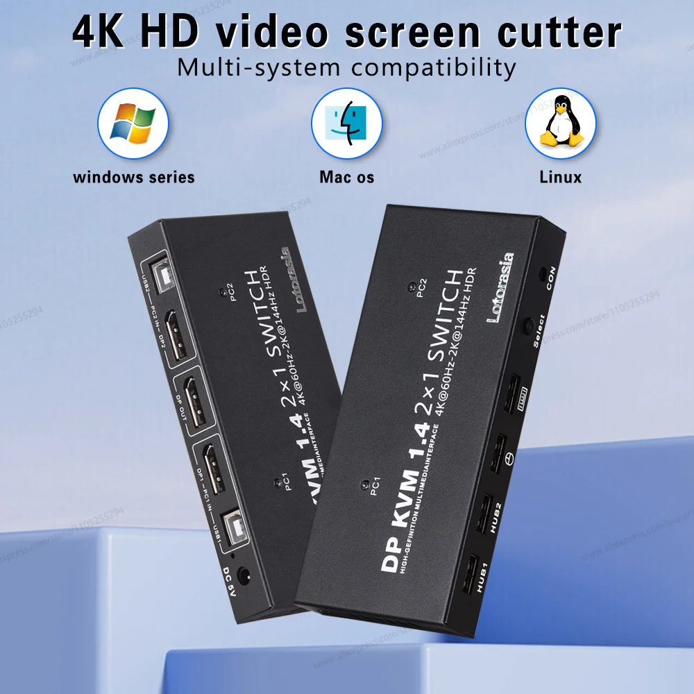 

KVM-переключатель 1 монитор 2 компьютера HDMI KVM-переключатели 4K60HZ для 2 компьютеров