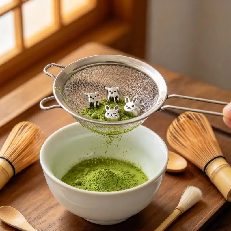 3Pcs Set Matcha Sifter Fine Mesh Anti Caking Portable Baking Tool for Home Kitchen Cafe Picnic Use