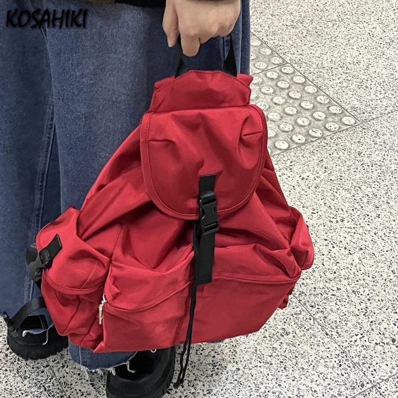 

High-capacity Solid All Match Backpack Casual Travel Women Y2k Aesthetic Schoolbags Korean Preppy Grunge Backpacks for Students