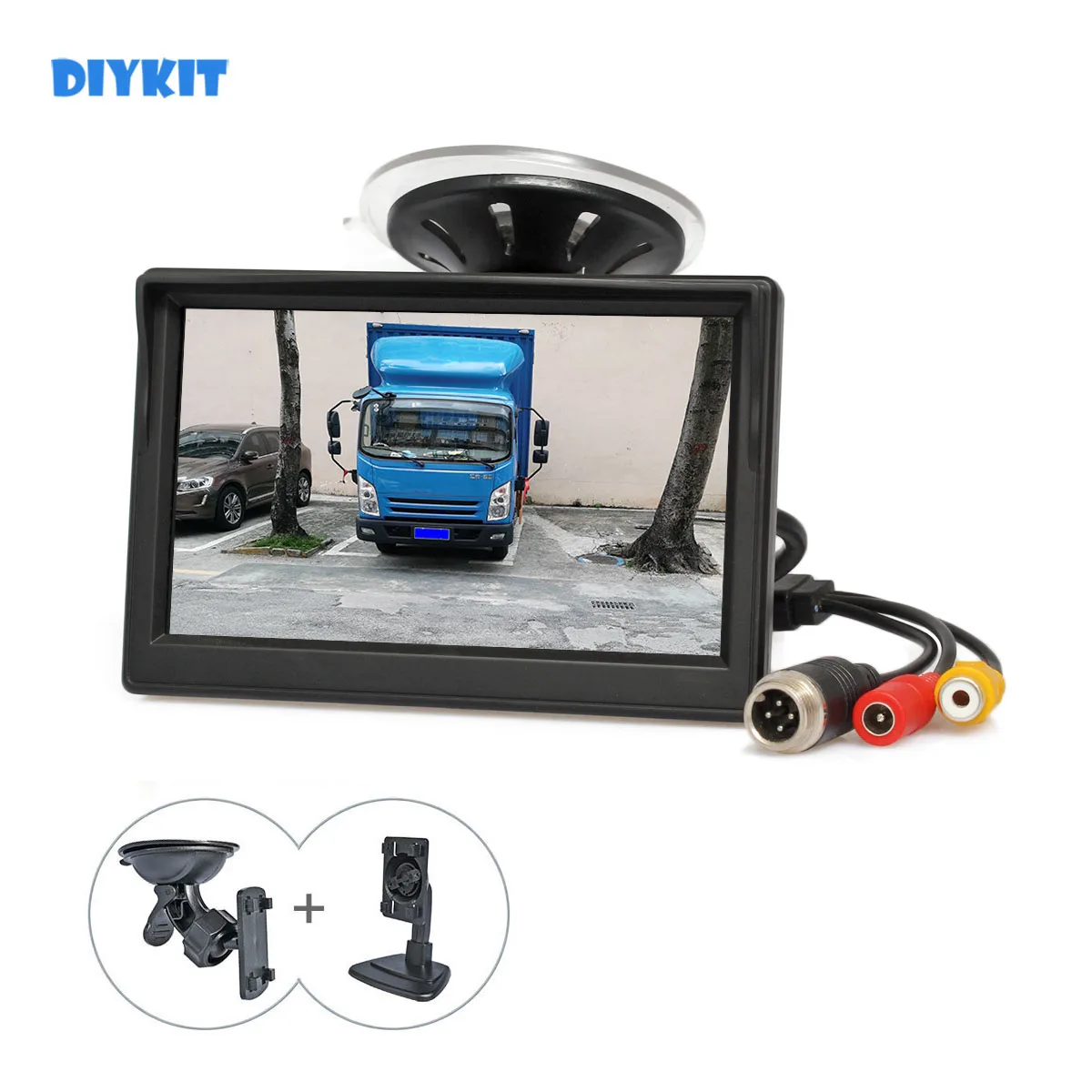 

DIYKIT 5inch TFT LCD Backup Car Rear View Monitor with Suction Cup Both RCA & 4Pin Connector for MPV SUV Horse Lorry