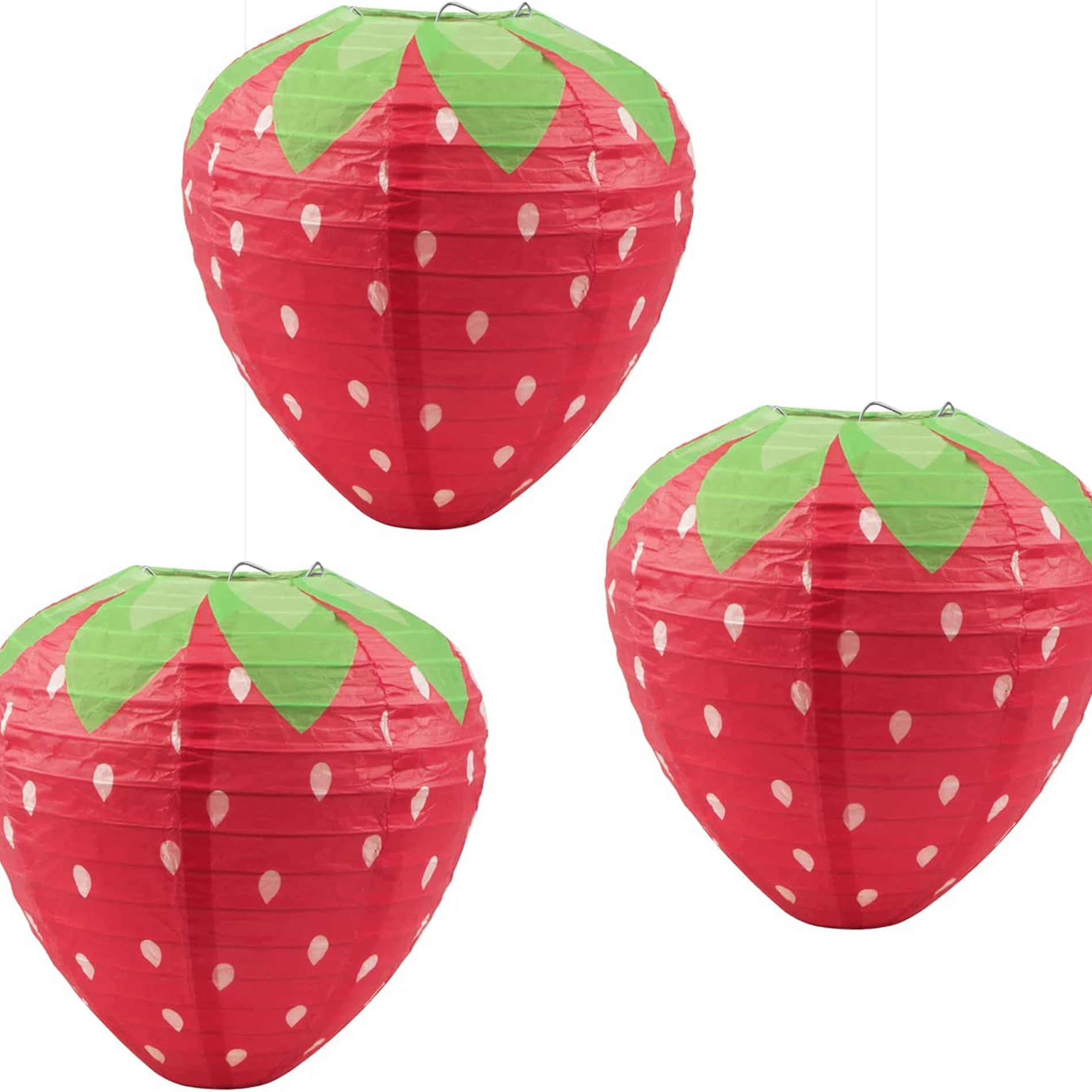 3PCSX20CM Strawberry Paper Lanterns Ornament Very Refreshing and Cute for Fruit Theme Birthday Party Baby Shower Paper Wedding G