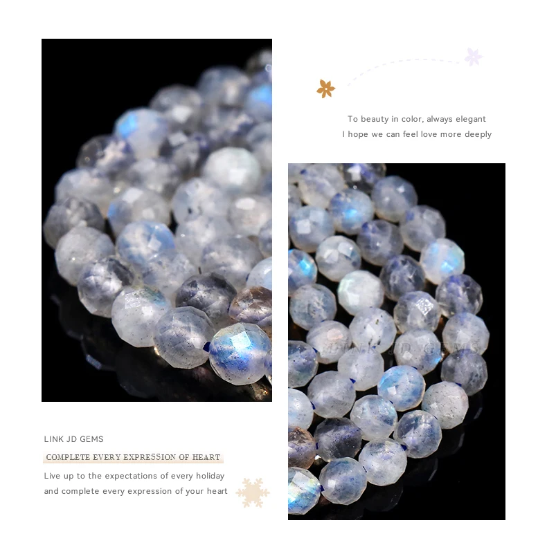 Natürliche facettierte graue Mondstein-Labradorit-Perle 2 3 4mm lose Zwischenperle für Schmuckherstellung DIY Halskette Armband Zubehör – Detail 8