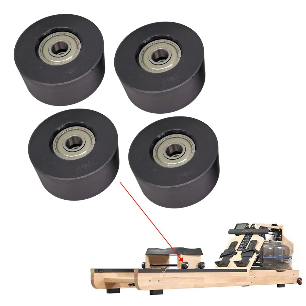 4-Pack Rowing Machine Seat Wheels 45x21x8mm Nylon Rollers With Steel Bearings For Water Resistance Rowers Black