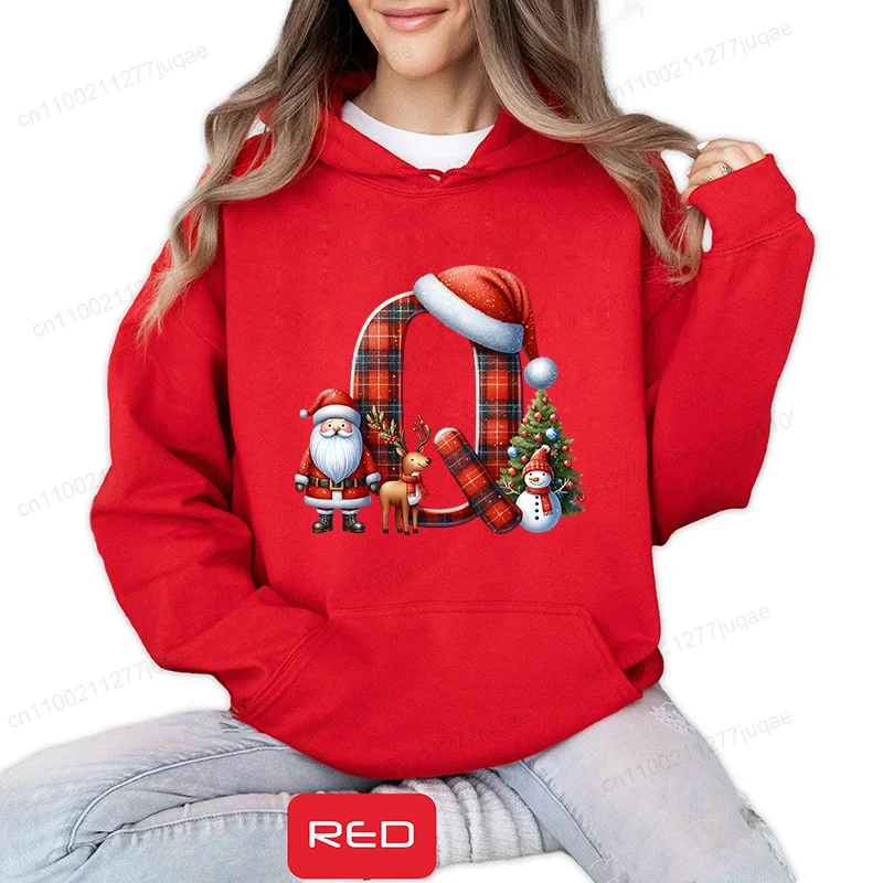 Kerst Alfabet Letter Dames Hoodie Dames Casual Sweatshirt Feestelijke Vakantie Print Gepersonaliseerde Santa Familie Kerst Hoodie