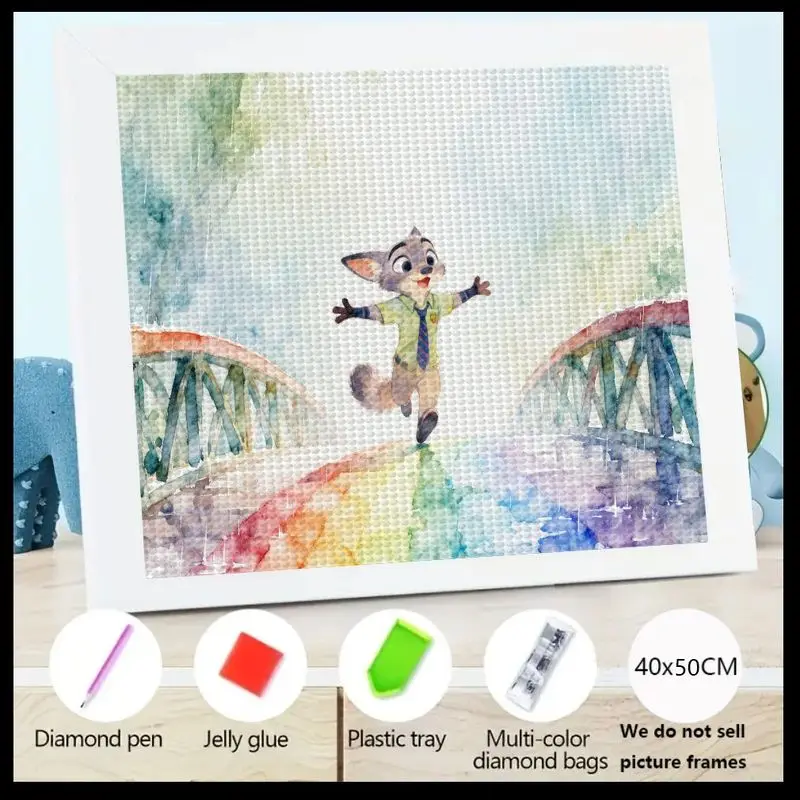 

1 шт., 5D набор для алмазной живописи «сделай сам», полная дрель, искусство со стразами, с милым персонажем мультяшной лисы (Ник в стиле зоотопии