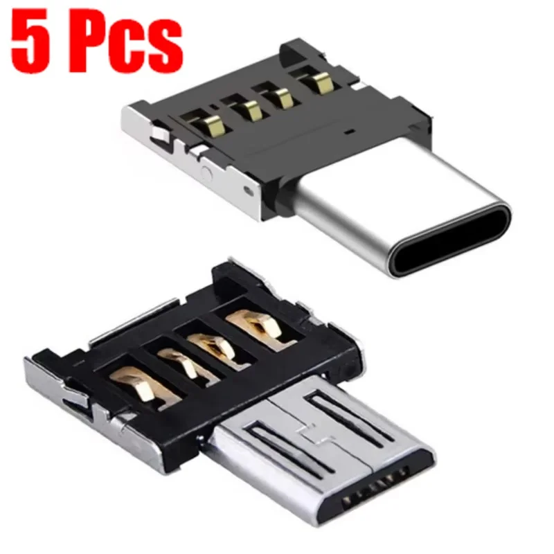 1/5PCS Universal Type-C Micro USB to USB 2.0 OTG Adapter Data Connector For Smartphone USB2.0 Type C Micro USB OTG Cable Adapter