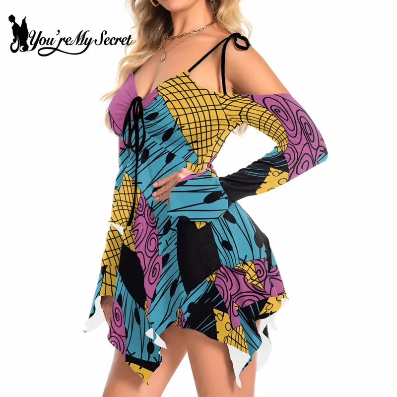 Sky02 [أنت سري] فستان بدون أكمام لحفلات الهالوين ليلة قبل عيد الميلاد كابوس سالي أنيمي المهرج تأثيري Co88Li