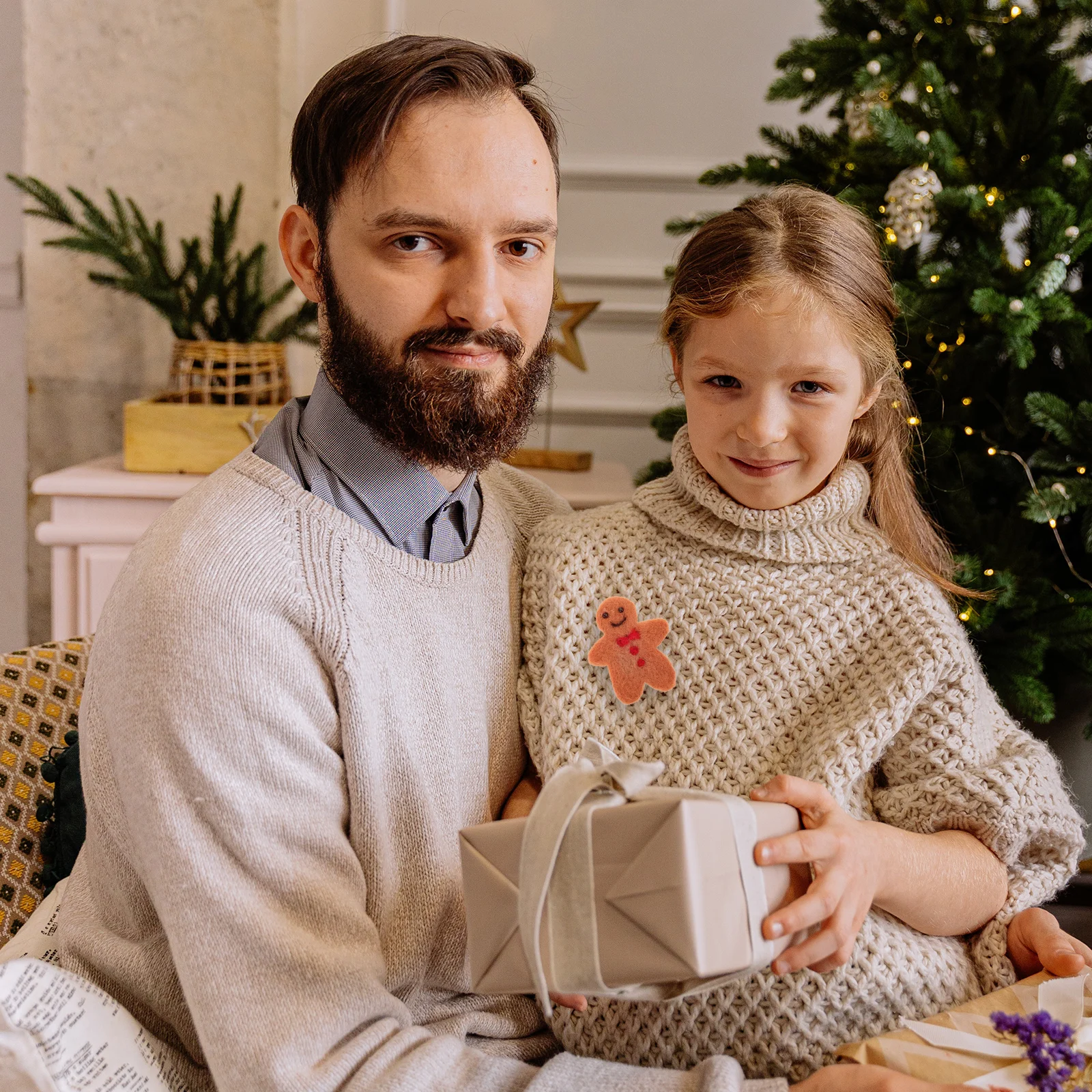 

10pcs Gingerbread Man Pendants Diy Christmas Decor Materials Xmas Tree Hanging Ornaments Craft Supplies For Jewelry Making