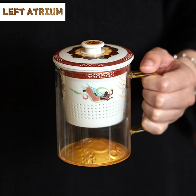 

400ml Chinese Style Glass Filter Tea Separator Cup Japanese Tea Mug With Infuser Household Tea Maker Office Water Cup Tableware