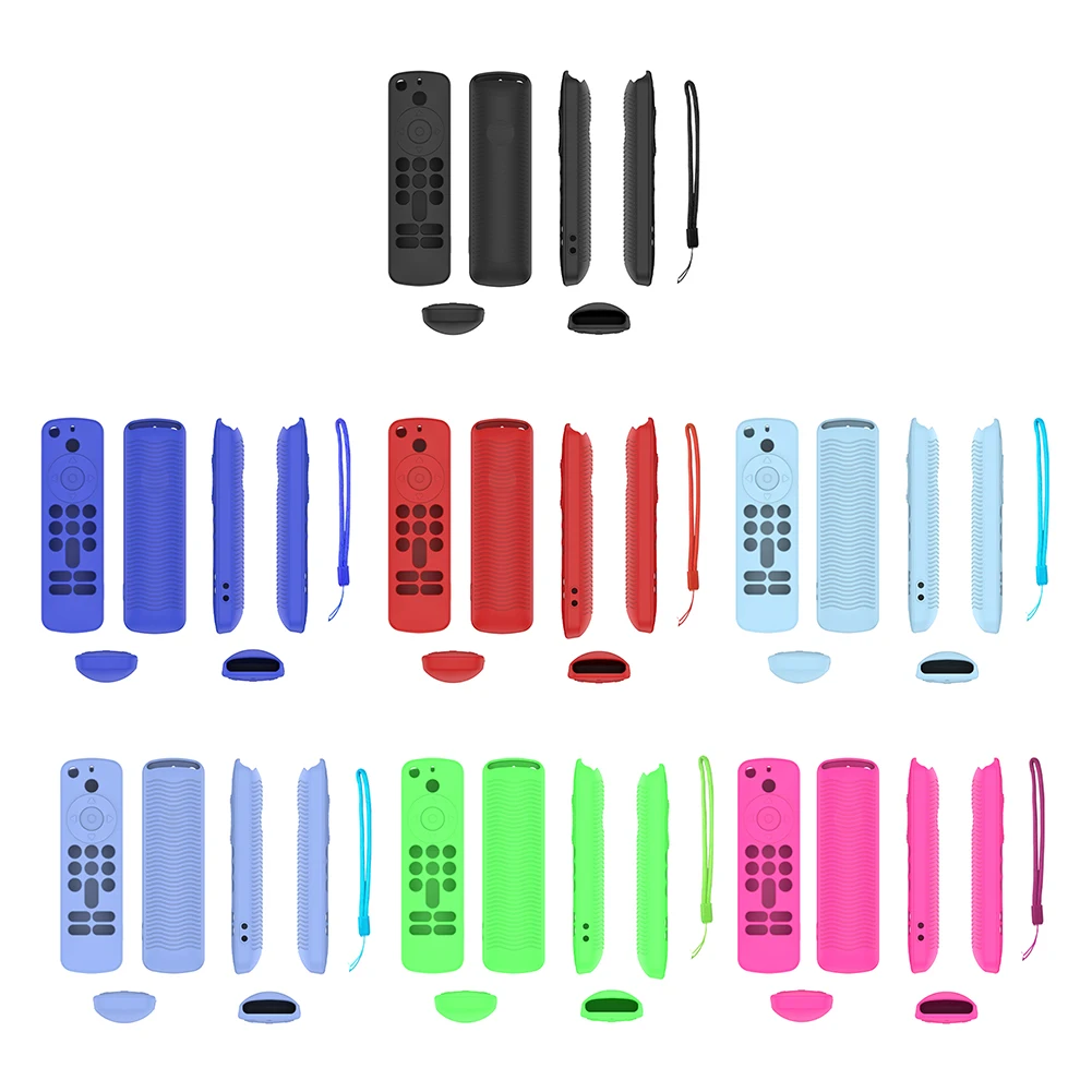 Silicone Remote Case Anti-Slip Protective Cover with Lanyard Protective Controller Sleeve Skin Shockproof for Fire TV Stick HD