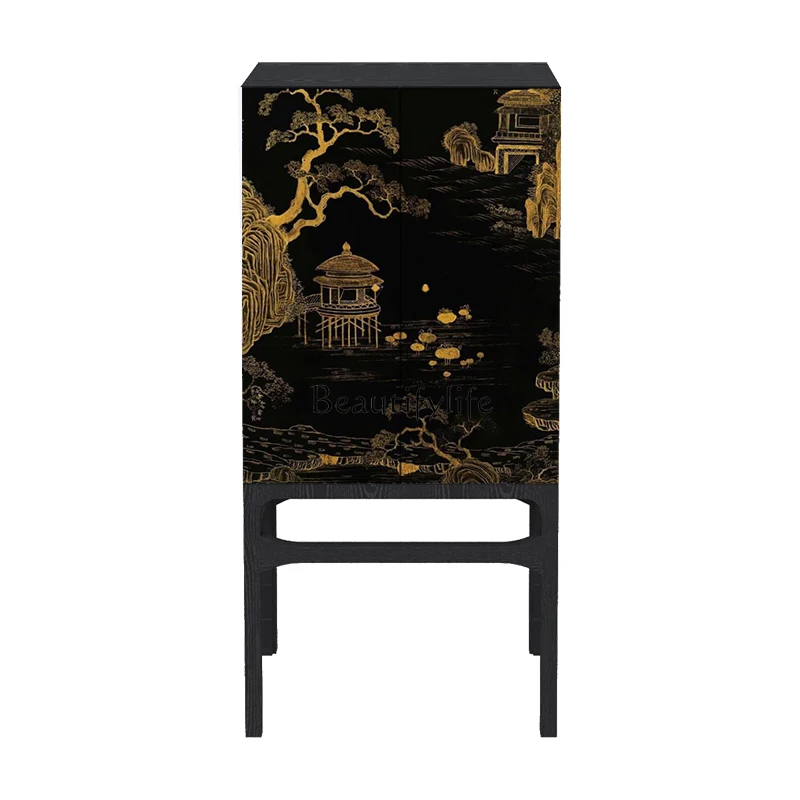

New Chinese-style multi-functional locker, living room is integrated with high-footed cabinet against the wall