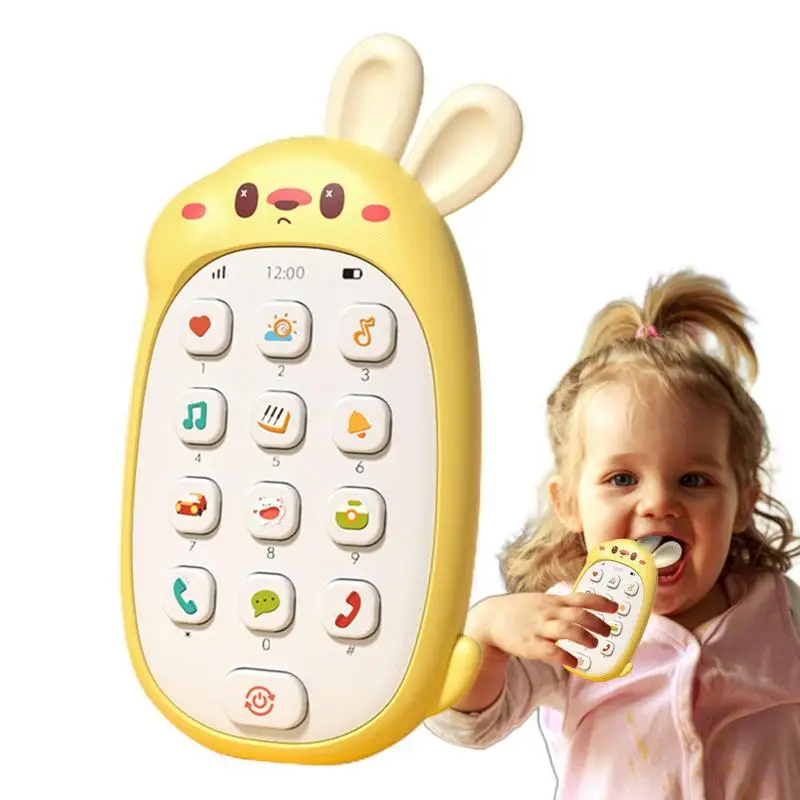 

Toy Cell Phone Cute Bunny Shape Chewable Ear Kid Phone Toy Battery Powered Educational Toy Multifunctional For Kindergarten Kids