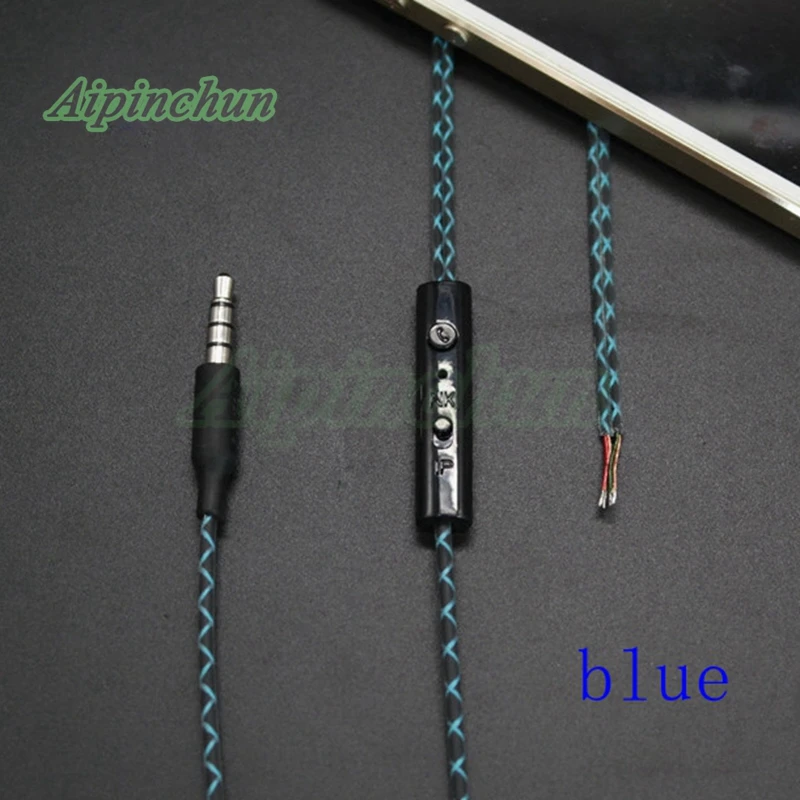 Aipinchun-Cable de Audio para auriculares, Conector recto de 3,5mm con reparación de micrófono, 4 colores AA0191