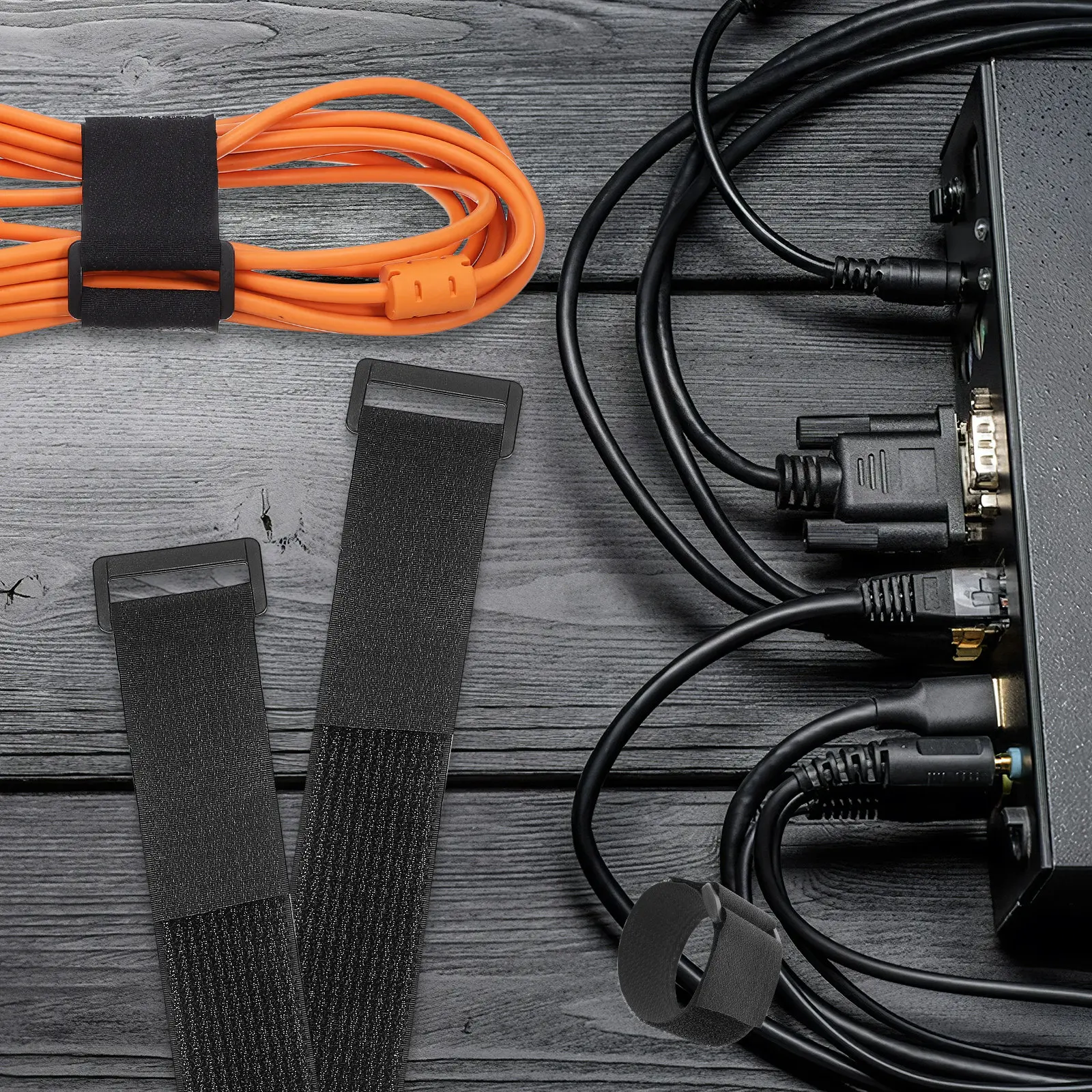 1 Roll Hook and Loop Strap Self-Adhesive Reusable Cinch Strap Cable Ties Cord Organizer Securing Straps Hook and Loop Straps