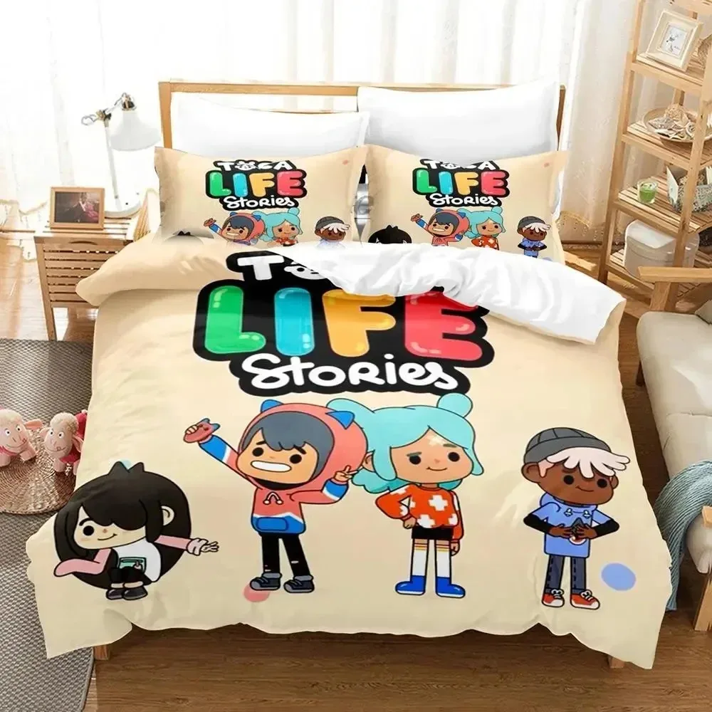 3D Anime Game Toca Bocas Bedding Set King Twin Double Child Bedding Set Microfiber or Polyester Duvet Cover Set Home Textiles