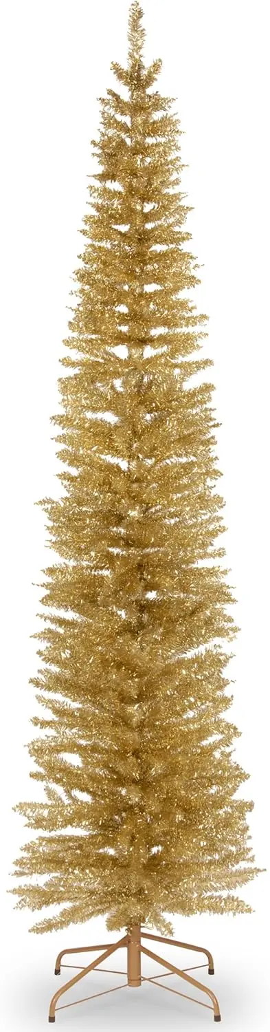 

Artificial Christmas Tree, Champagne Gold Tinsel, Includes Stand, 7 feet, 24"D x 24"W x 84"H