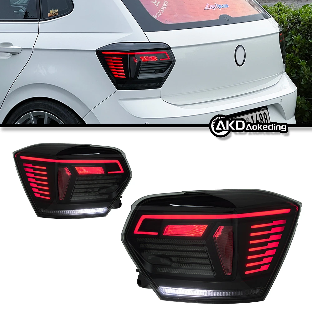 AKD Car Lights for VW Polo Led Tail Light 2017-2021 Vento Rear Lamp DRL Animation Dynamic Signal Reverse Automotive Accessories