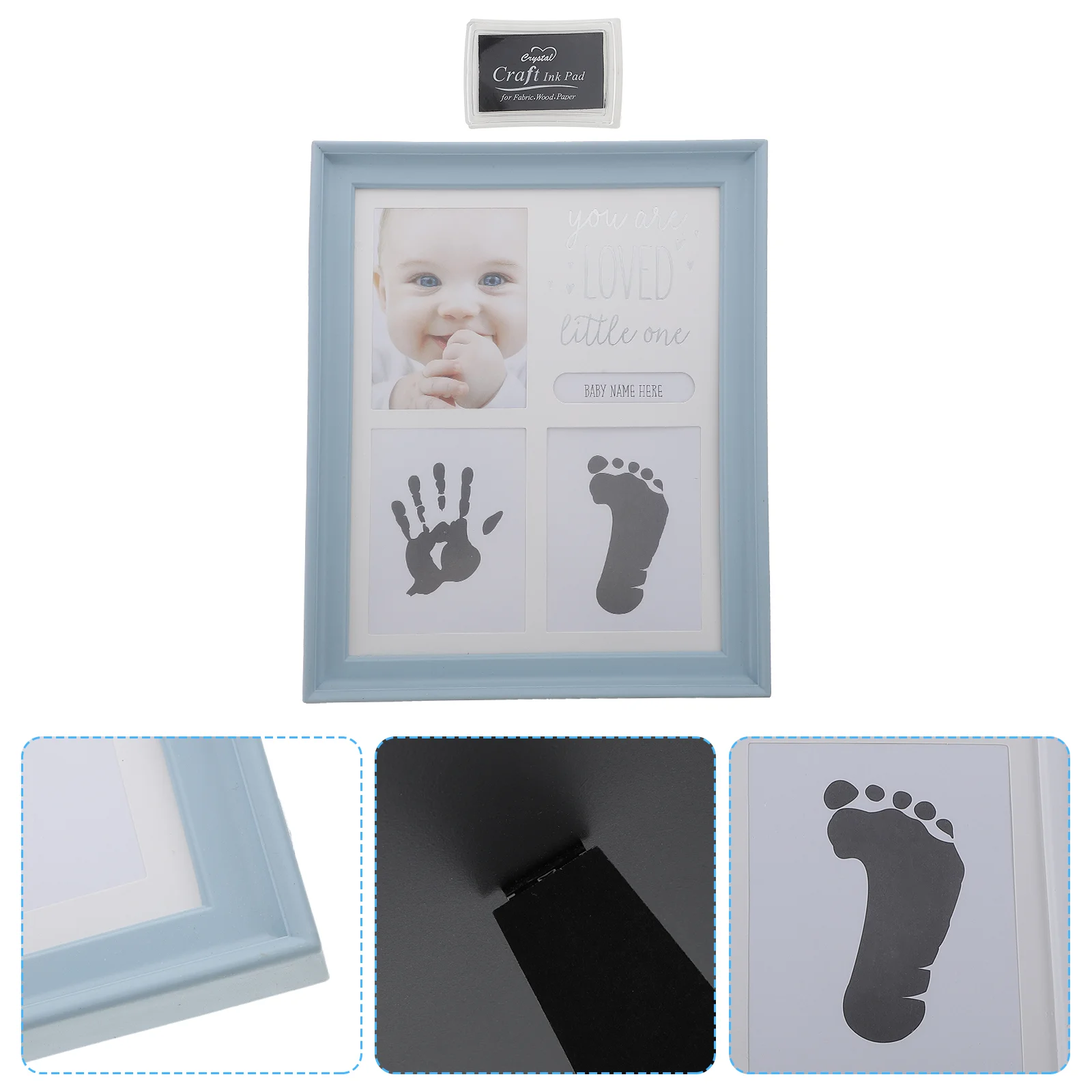 Photo Hand Foot Inkpad Frame Baby Girl Gift Announcement Thick Cardboard Backboard Footprint Kit