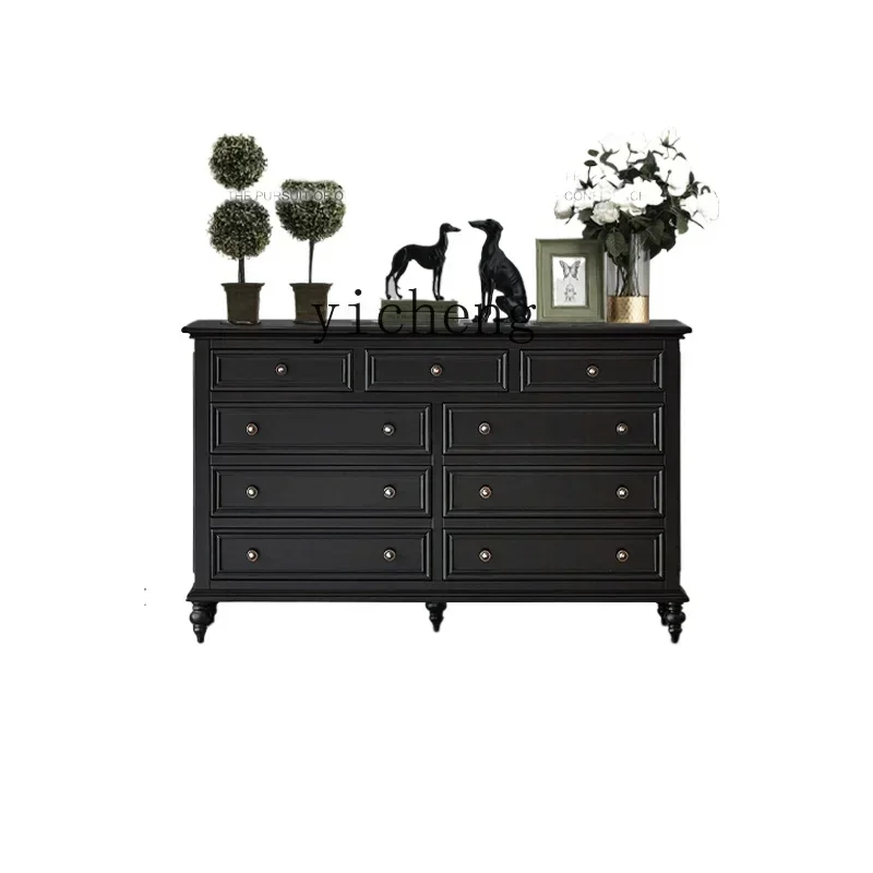

nine chest cabinet black modern simple living room retro bedroom storage drawer cabinet
