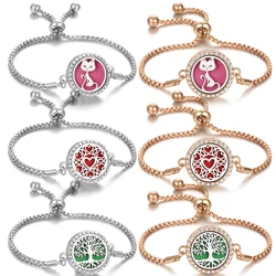 Trendy Aromatherapy Bracelet Aroma Jewelry Golden Essential Oil Diffuser Locket Bracelets Women Men Diy Charms Bracelet Bangles