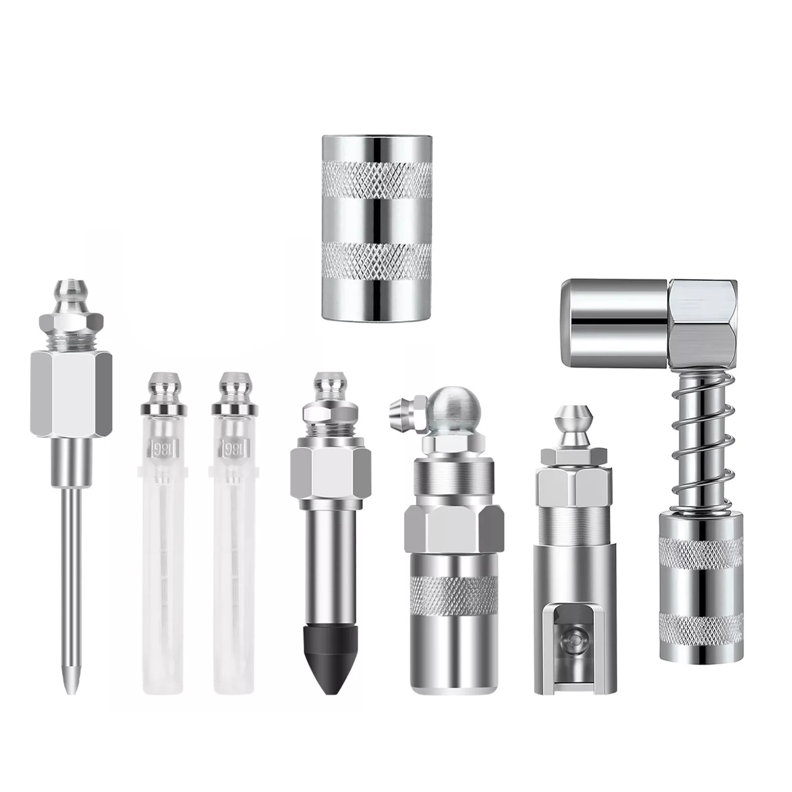 8Pcs/Set Grease Gun Injector Needle Dispenser Nozzle 90 Degree Coupler Adapter