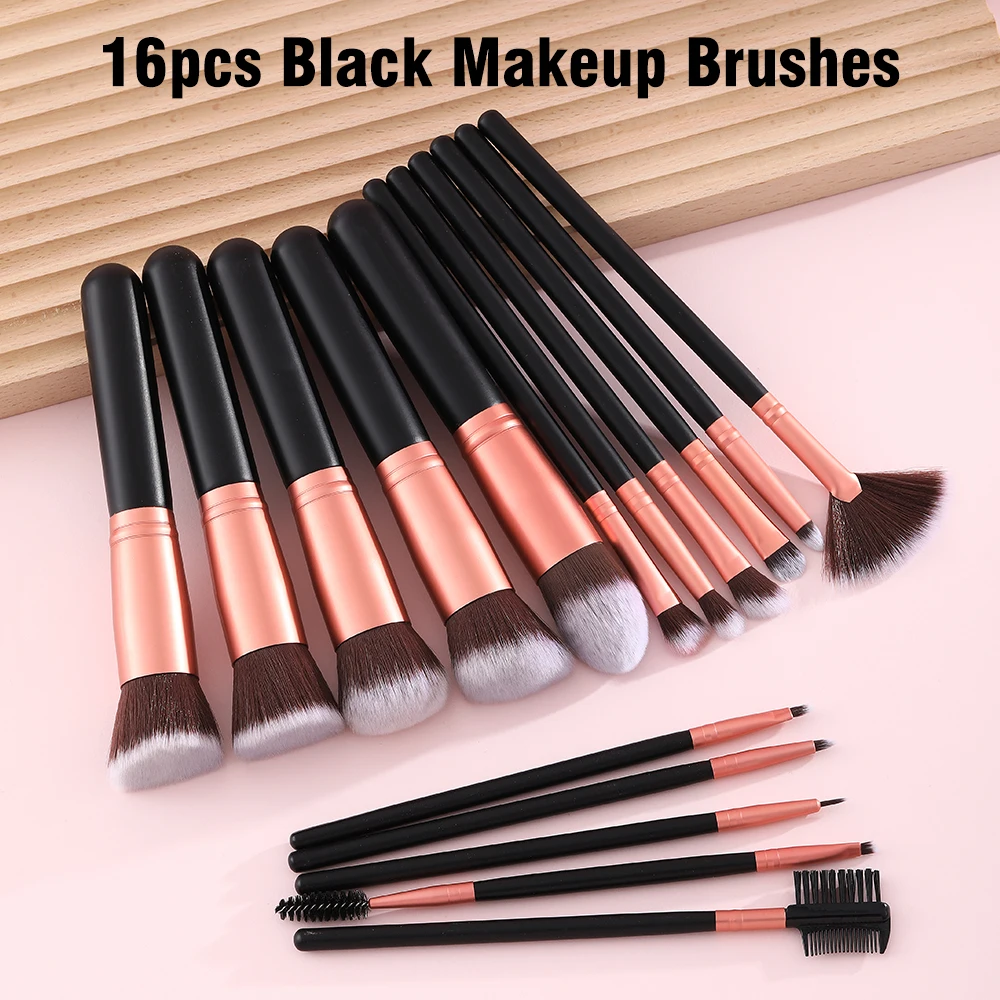 FJER Makeup Brushes Premium Synthetic Foundation Powder Concealers Eye Shadows Makeup Kit 9PCS-24 PCS Brush Set (Black Rose)