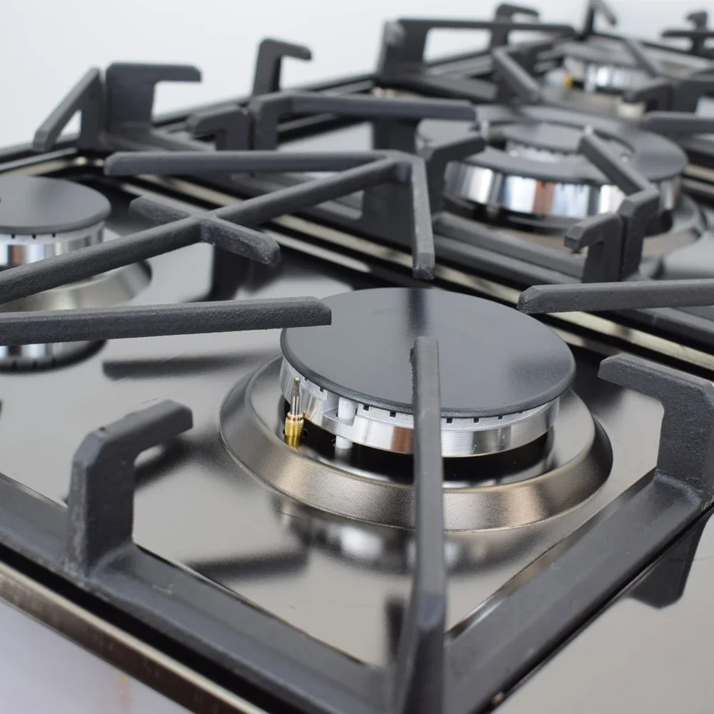 New design five burner gas cooker stove/gas hob/gas cooktop with heavy iron pan support for home use