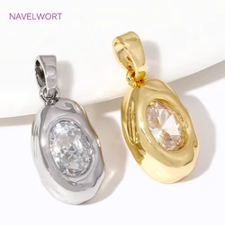Trendy Inlaid Zircon Charms 18K Gold Plated Lrregular Oval Charms Pendant For Bracelet Necklace Jewelry Making DIY Accessories