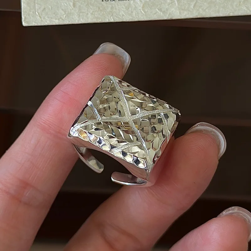 

CHOZON S925 Solid Silver CNC Ring Korean Vintage Minimalist Stacking Jewelry Gift for Women