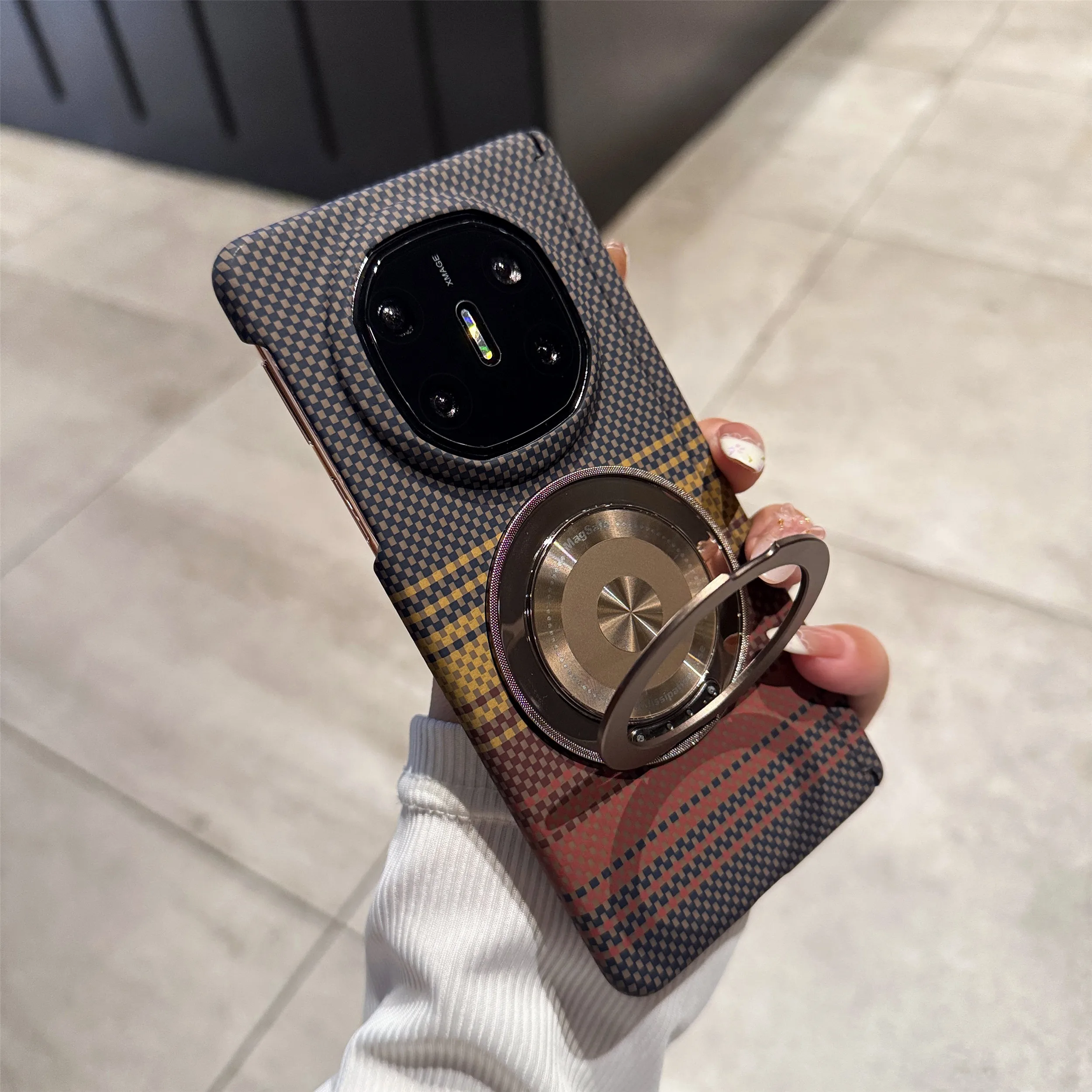 

ZhiJia Sunset Kevlar Texture Case For Huawei Mate X6, Foldable Phone Cover With Rotating Stand