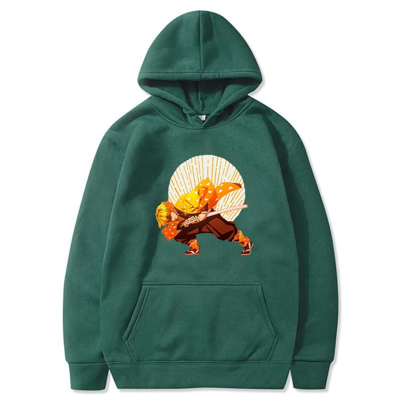 Demon Slayer Agatsuma Zenitsu Prints Hoodie hip hop Loose Hoody Casual Fleece Sweatshirt Harajuku Crewneck Tops Hoodies