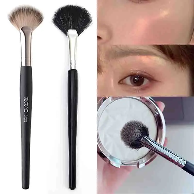 Fan Brush Soft Powder Blush Highlighter Lady Black Handle Makeup Brush Cosmetic Tool Make Up Single Brush Face Make-up Brush