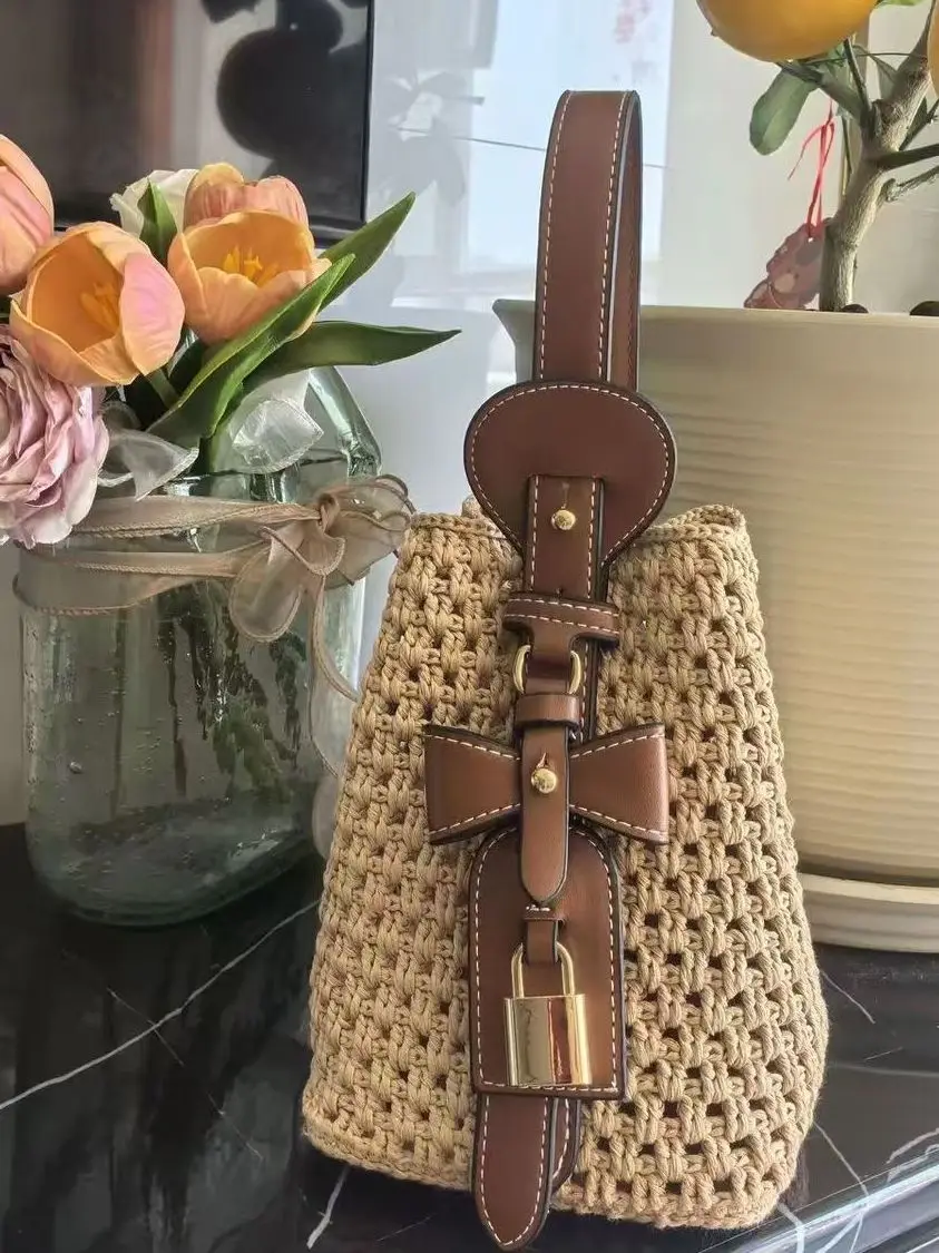 手作りかぎ針編みコットン草糸素材バッグdiyキット未完成品花柄デザインクラフト用品ファッションアクセサリー用