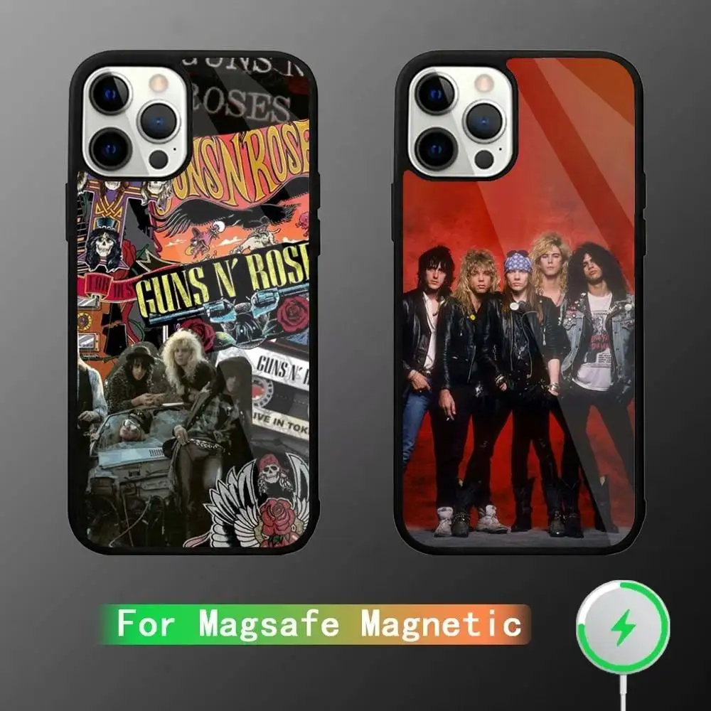 

Band G-Guns N Roses Phone Case For iPhone 16,15,14,13,12,11,Pro,Max,Plus,Mini,SE New Magsafe Magnetic Wireless Charging