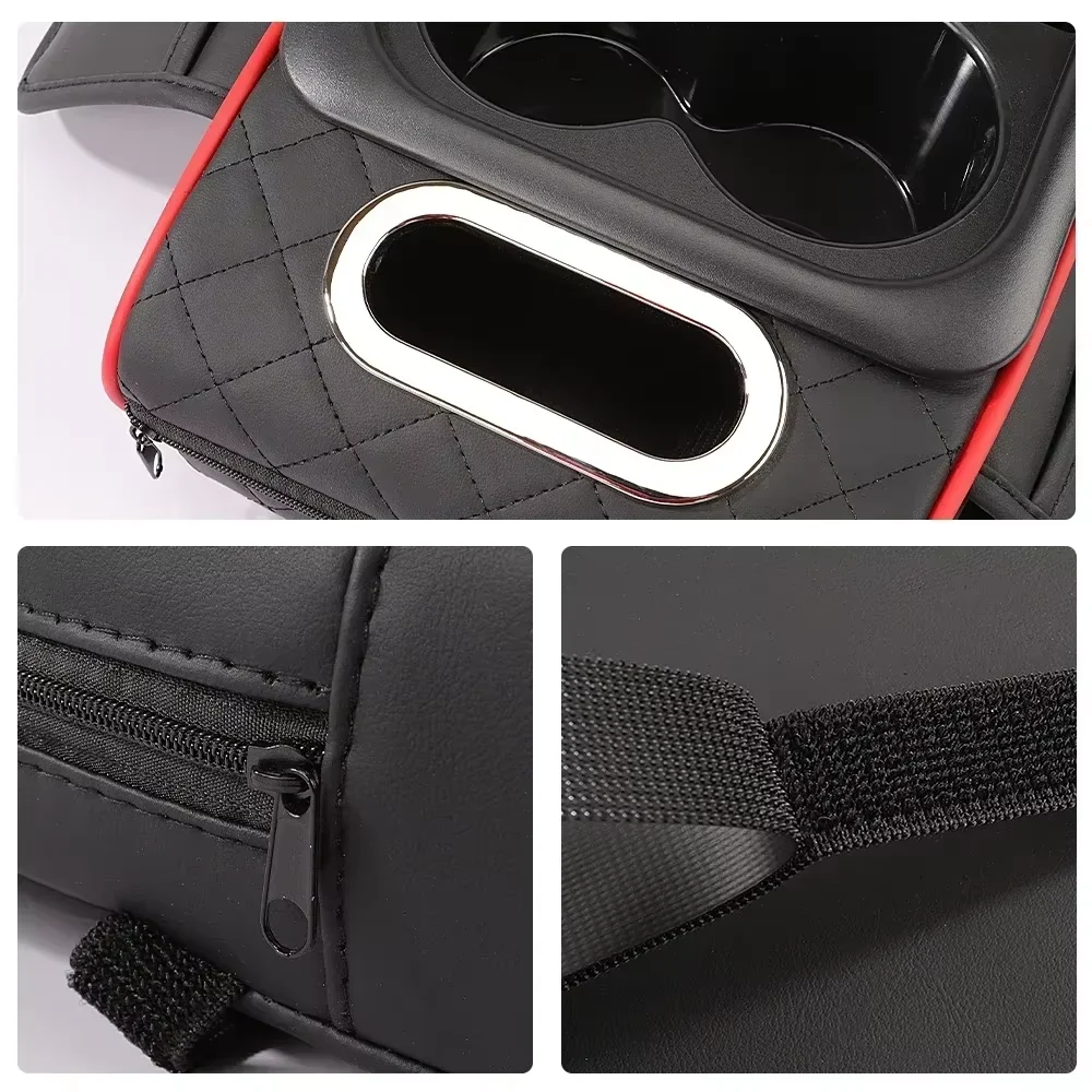 HTMCK Yanace Car Seat Gap Organizer with Cup Holde PU Leather Armrest Console Storage Bag, Universal Auto for Phones and Keys
