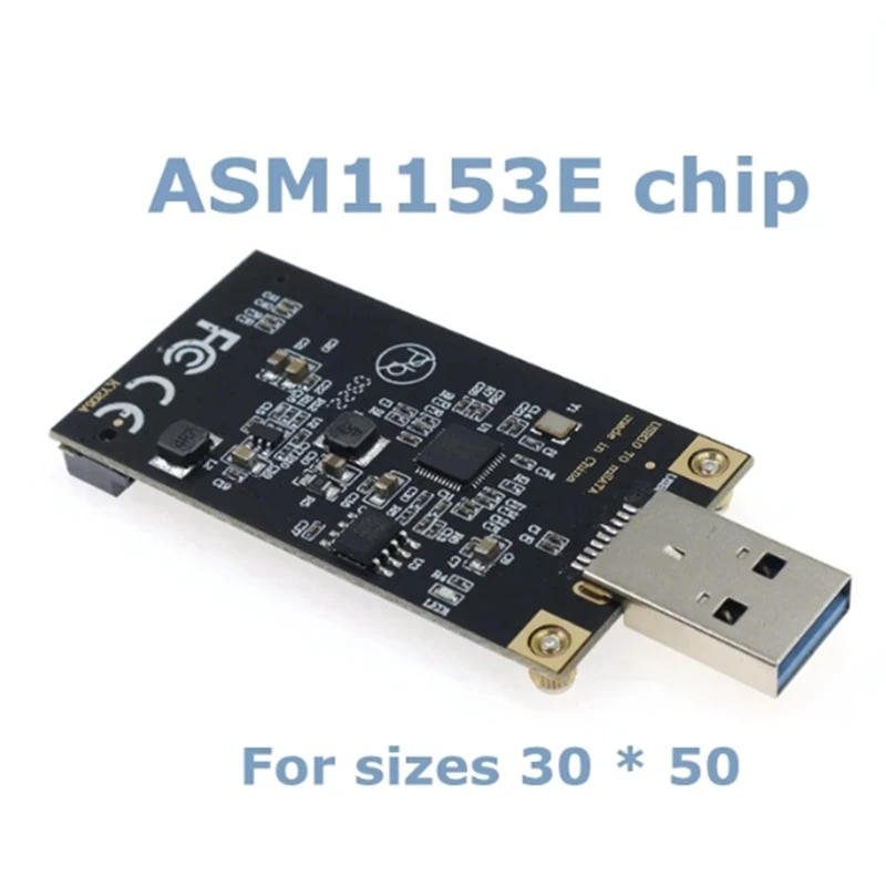 Msata To USB 3.0 Solid-State Drive To Mobile Hard Drive ASM1153E Chip Plug And Play For Sizes 30 X 50 High-Quality Black 1 PCS