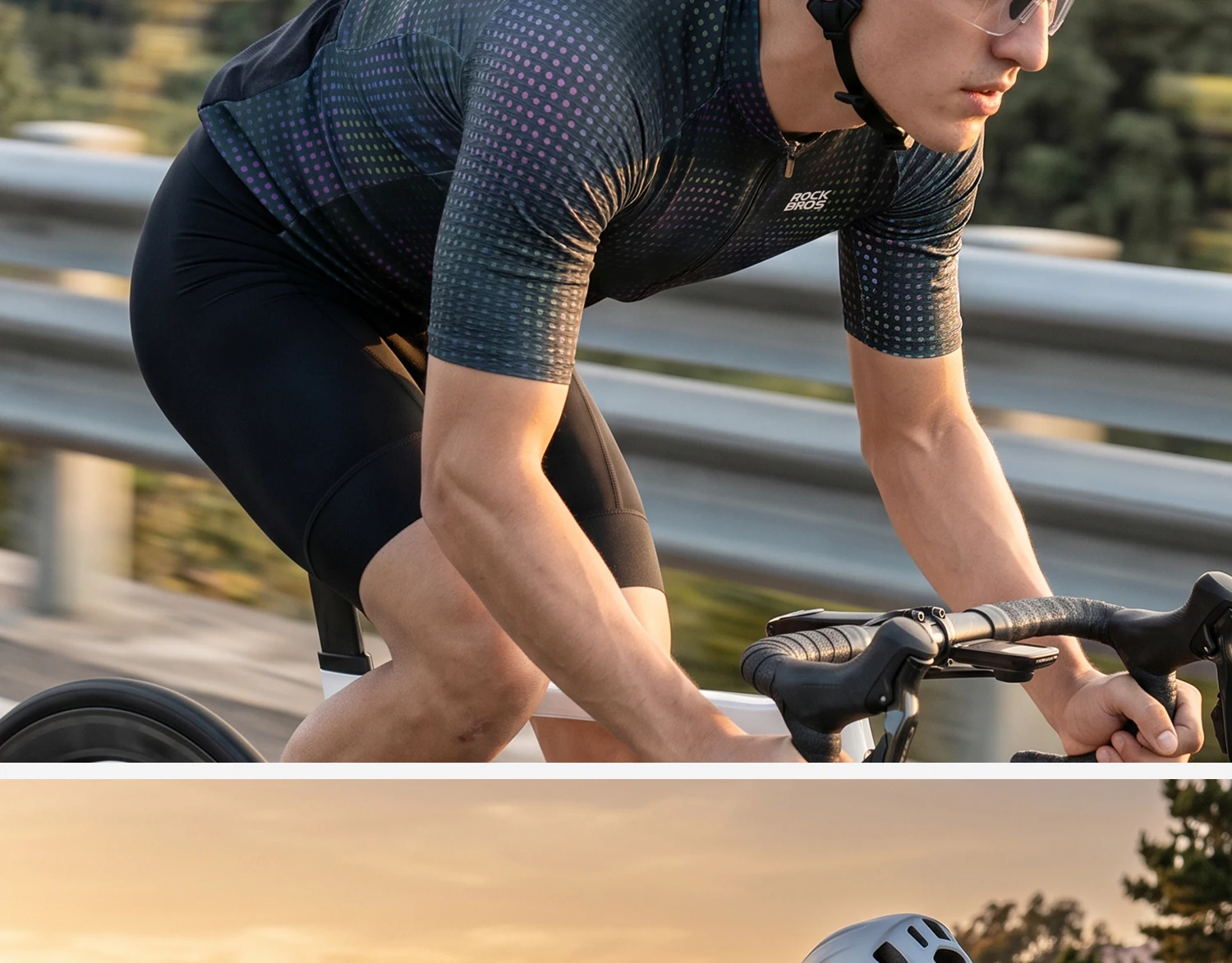 ROCKBROS Sommer-Radtrikot Leichtes Hochelastisches Oberteil Atmungsaktives Schnelltrocknendes Kurzarm-Trikot Herren-Radsportbekleidung – Detail 26