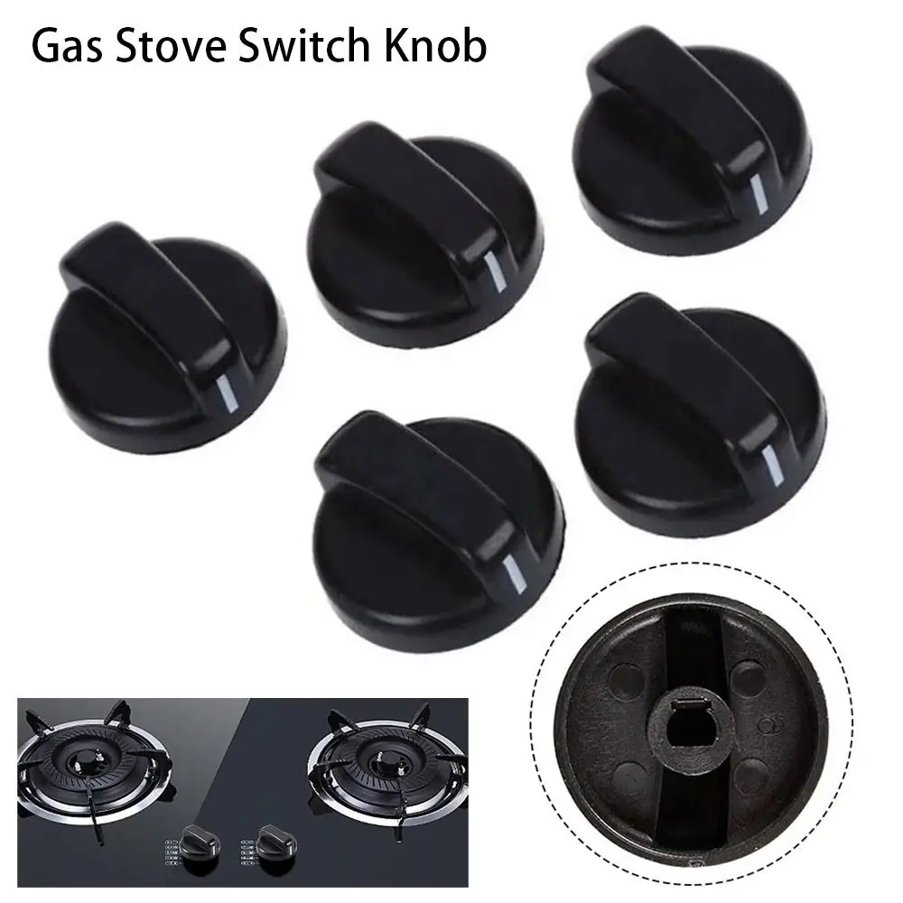 1/2/5Pcs General Gas Stove Cooker Control Knob Range Oven Plastic Handle Hob Knobs 8mm For Benchtop Burner Kitchen Dining Supply